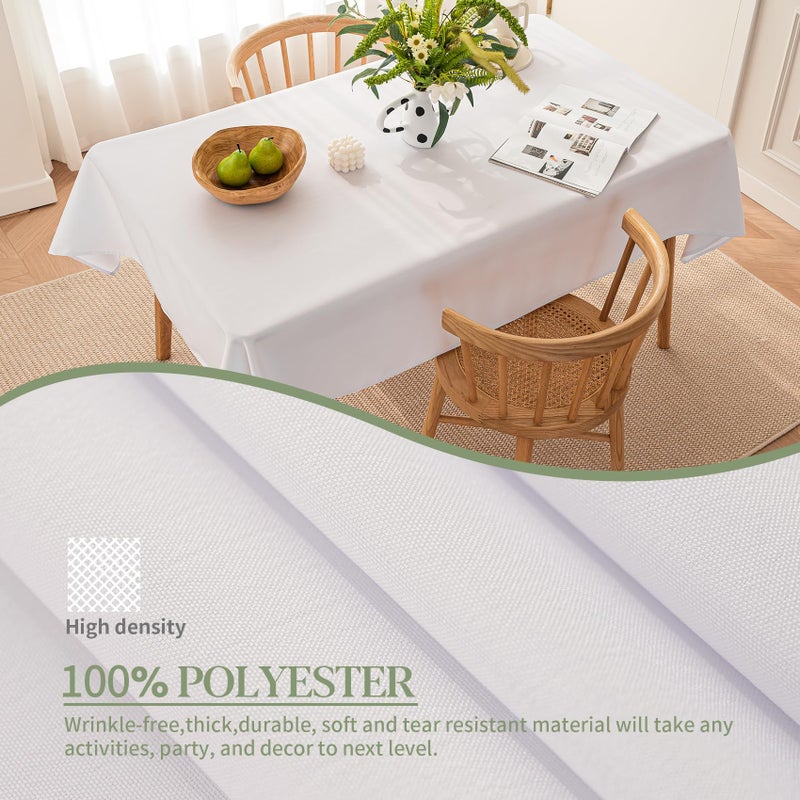 BYDOLL Table Cloth White 60x120 Inch Tablecloth for 6 Foot Rectangle Tables Outdoor Washable Wrinkle Free and Spillproof Polyester Tablecloth for Festival Camping Picnic Party Cover - Image 5